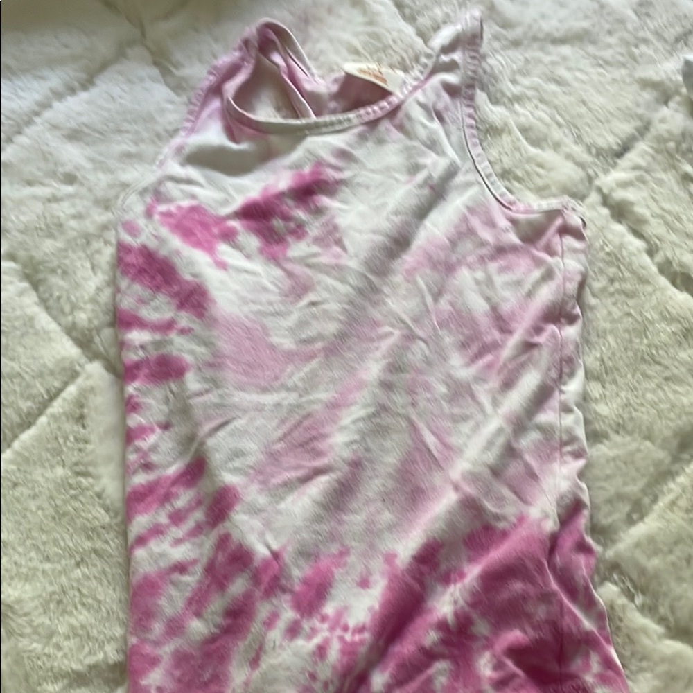 Pink and White Tie-Dye Tank Top